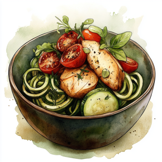 Easy Chicken and Zucchini Noodles with Garlic-Infused Oil