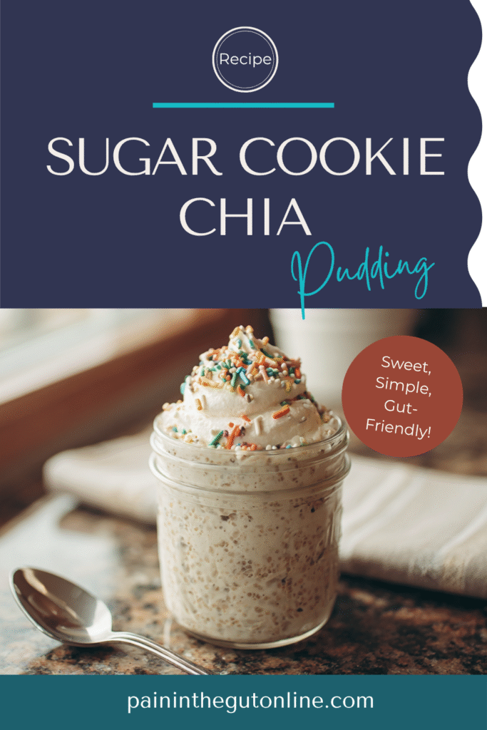 Sugar cookie chia pudding topped with sprinkles and whipped cream