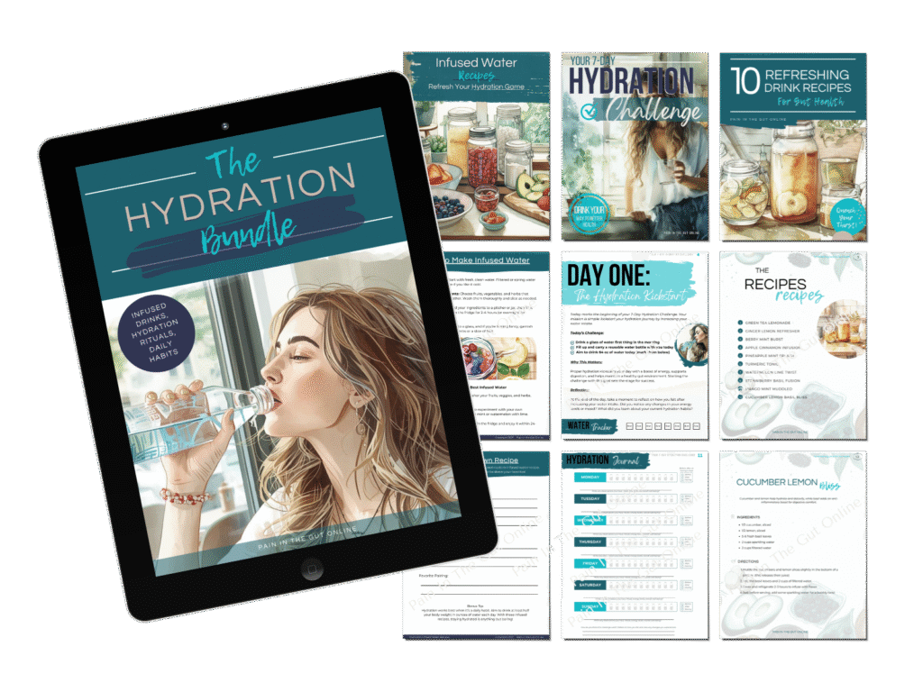the hydration bundle page mockup showing a few pages from each digital product in the bundle