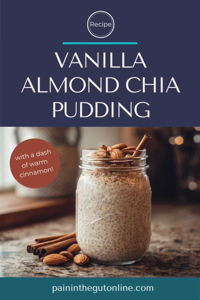 vanilla almond chia pudding in a mason jar near a window