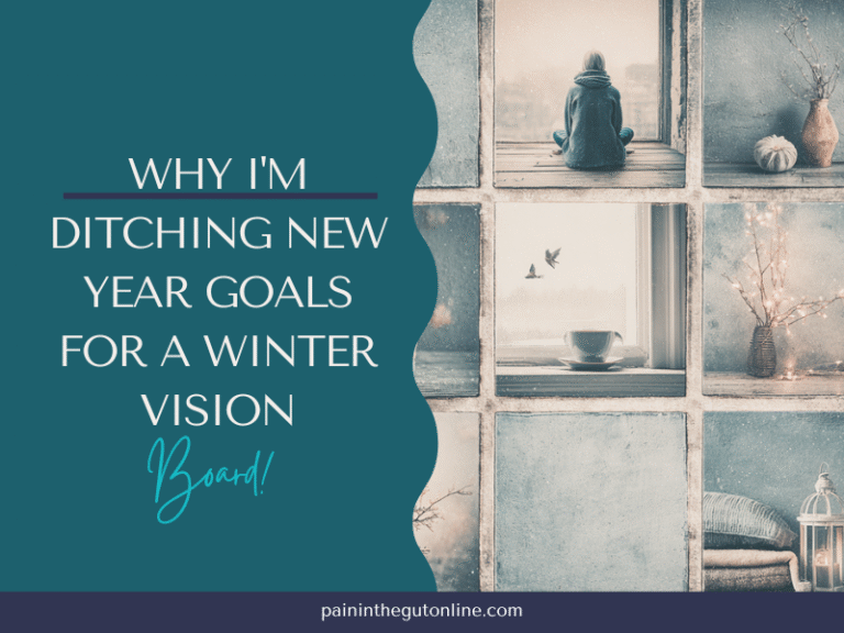 Features image for creating a winter vision board with winter hues and mugs and nature