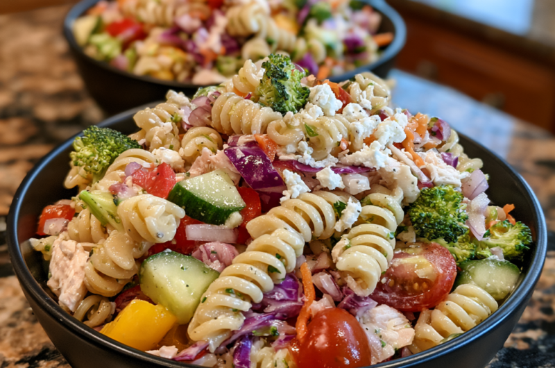 Nutrient Balanced Rainbow Chicken Pasta Salad